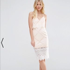 ASOS PETITE Lace Scallop Crop Top Pencil Dress